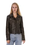 Kadın Gerçek Deri Spor Luxury Biker Mont Kahve BK-679-19943 FA4