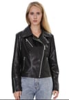 Kadın Gerçek Deri Spor Luxury Biker Mont Siyah BK-1149-19942 FA4