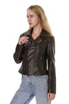 Kadın Gerçek Deri Spor Luxury Biker Mont Kahve BK-679-19943 FA4