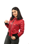 Kadın Gerçek Deri Spor Mont  Beli Lastikli Kırmızı MBK-1297-19438 FA2