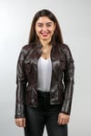 Kadın Gerçek Deri Spor Mont Düğmeli Safari Cepli Çay BK-796-17616 FA1