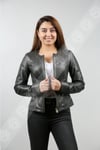 Women's Genuine Leather Sport Coat Zippered Gray BK-925-18596