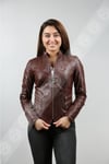 Women's Genuine Leather Sport Coat Hazelnut Brown bk-1052-18595