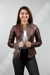 Women's Genuine Leather Sport Coat Hazelnut Brown bk-1052-18595