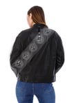 Kadın Gerçek Deri Spor Oversize Mont Siyah BK-1612-20076 FA5