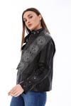 Kadın Gerçek Deri Spor Oversize Mont Siyah BK-1612-20076 FA5