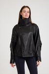 Oversize Bayan Deri Ceket (Kısa) – VB-22-BK-2847-24114