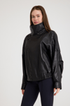 Oversize Bayan Deri Ceket (Kısa) – VB-22-BK-2847-24114