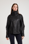 Oversize Bayan Deri Ceket (Kısa) – VB-22-BK-2847-24114