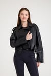 Oversize Bayan Deri Ceket – VB-16-BK-2796-24024