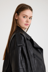 Oversize Bayan Deri Ceket – VB-16-BK-2796-24024