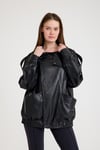 Oversize Bayan Deri Ceket – VB-20-BK-2847-24116