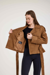 Oversize Bayan Süet Deri Ceket – VB-2 BK-2791 - 24027