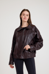 Oversize Kısa Bayan Deri Ceket – VB-14-BK-2847-24115