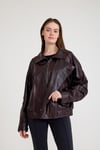 Oversize Kısa Bayan Deri Ceket – VB-14-BK-2847-24115