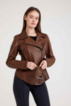 Regular Biker Bayan Deri Ceket – VB-7 BK-1653 - 20303