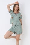 Bianca Charm Kısakol Şortlu Yeşil Pijama Takımı