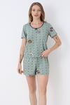 Bianca Charm Kısakol Şortlu Yeşil Pijama Takımı