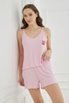 Camisole Short Ince Askılı Şortlu Pembe Pijama Takımı