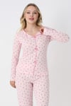 Catherine Basic Uzunkol %100 Pamuk Kadın Pembe Pijama Takımı