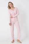 Catherine Basic Uzunkol %100 Pamuk Kadın Pembe Pijama Takımı
