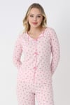 Catherine Basic Uzunkol %100 Pamuk Kadın Pembe Pijama Takımı