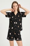 Clara Dreams Bambu Düğmeli Kısakol Şortlu Kadın Pijama Takımı