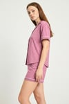 Clara Dreams Bambu Düğmeli Kısakol Şortlu Kadın Pijama Takımı