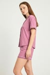 Clara Dreams Bambu Düğmeli Kısakol Şortlu Kadın Pijama Takımı