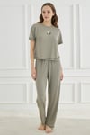Cute Shapes Detay Kısakol Kadın Turkuaz Pijama Takımı