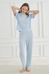 Cute Shapes Detay Kısakol Kadın Turkuaz Pijama Takımı