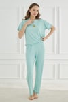 Cute Shapes Detay Kısakol Kadın Turkuaz Pijama Takımı