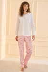 Early Happen %100 Pamuk Uzunkol Kadın Pembe Pijama Takımı