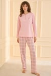 Early Happen %100 Pamuk Uzunkol Kadın Pembe Pijama Takımı
