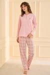 Early Happen %100 Pamuk Uzunkol Kadın Pembe Pijama Takımı