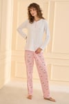 Early Happen %100 Pamuk Uzunkol Kadın Pembe Pijama Takımı