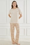 Ethnic Patterns Ekru Kısakol Kadın Pijama Takımı