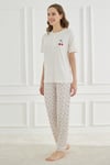 Ethnic Patterns Ekru Kısakol Kadın Pijama Takımı