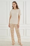 Ethnic Patterns Ekru Kısakol Kadın Pijama Takımı