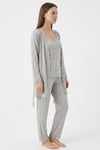 Flexible Summer Bambu Kısakol Sabahlıklı İp askı Kadın Pijama Takımı