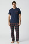 Gentleman Touch %100 Pamuk Erkek Kısakol Ekose Pijama Takımı
