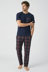 Gentleman Touch %100 Pamuk Erkek Kısakol Ekose Pijama Takımı