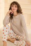 Katebush %100 Pamuk Uzunkol Kadın Yeşil Pijama Takımı