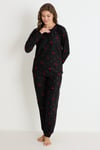 Mausple Süet Uzunkol Kadın Siyah Pijama Takımı