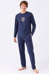 Rodfrey Linden %100 Pamuk Uzunkol Erkek Lacivert Pijama Takımı