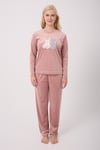 Stella Lauren Kadife Uzunkol Kadın Koyu Pudra Pijama Takımı