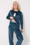 Stella Lauren Kadife Uzunkol Kadın Koyu Pudra Pijama Takımı