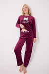 Stella Lauren Kadife Uzunkol Kadın Koyu Pudra Pijama Takımı