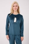 Stella Lauren Kadife Uzunkol Kadın Koyu Pudra Pijama Takımı