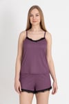 Wednesday Lila Ince Askılı Şortlu Pijama Takımı